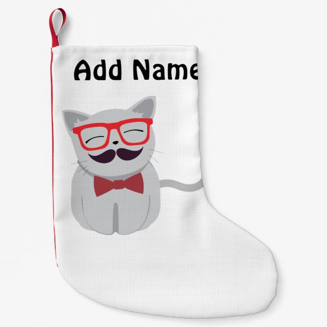 Hipster Cat Liten Julstrumpa (Framsidan)