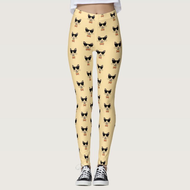 Hipster Cat med solglasögon Leggings (Framsida)