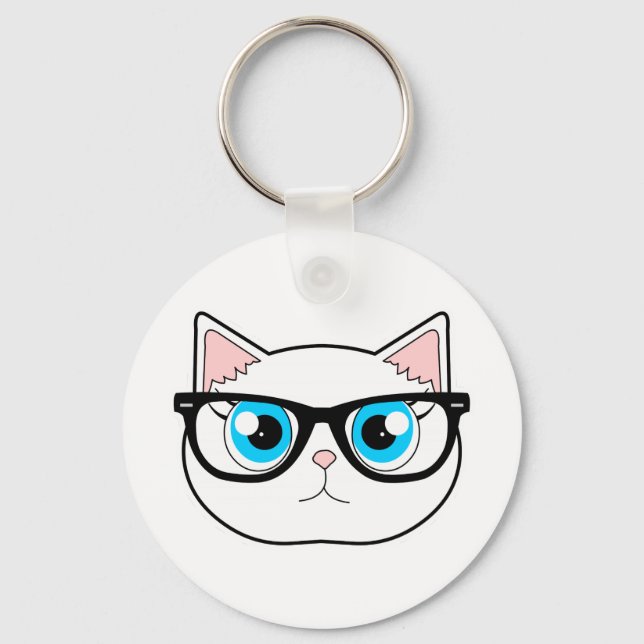 Hipster Cat Nyckelring (Framsida)