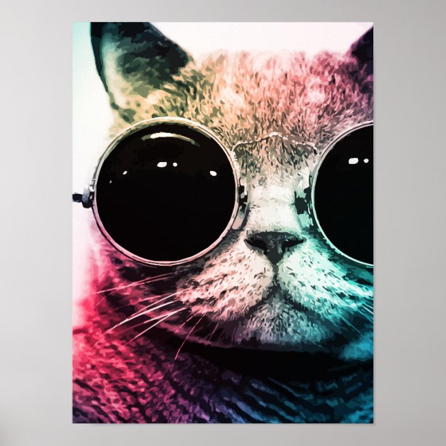 Hipster Cat Pop Art Poster (Framsidan)