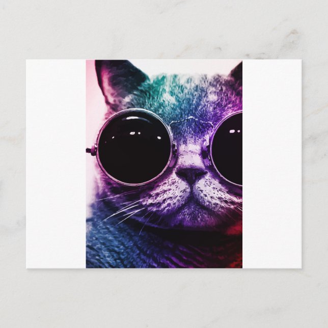 Hipster Cat Pop Art Vykort (Framsida)