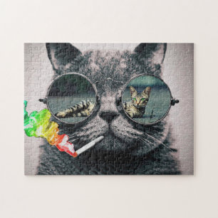 Hipster Cat Smoking Pussel