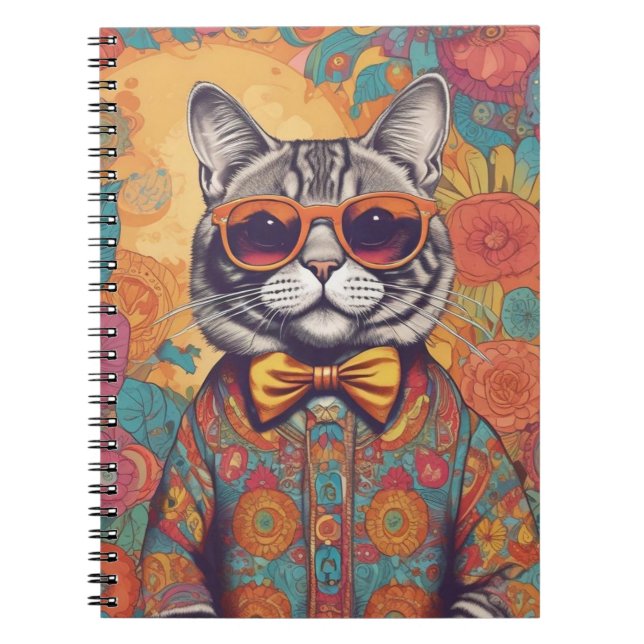Hipster Cat Spiral fotopatbok - bärbar dator Anteckningsbok (Framsidan)