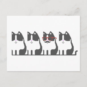 Hipster Cat stående ut Pixel Art-vykort Vykort
