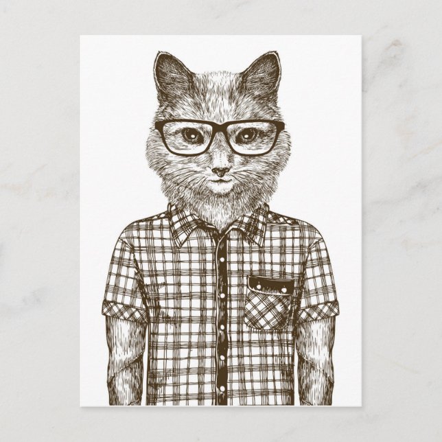 Hipster Cat Vykort (Framsida)