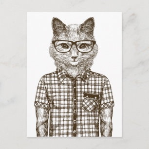 Hipster Cat Vykort