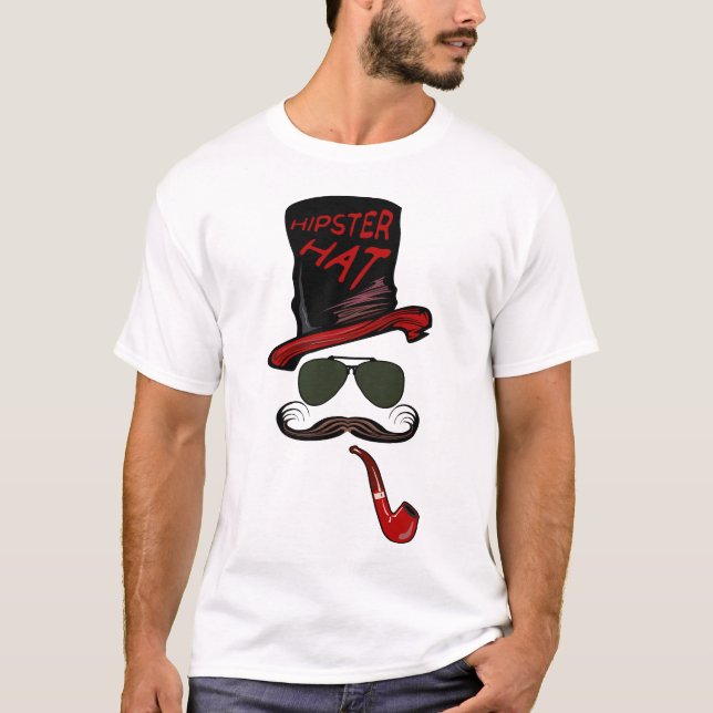 hipster_chapeau_pipe_moustache_lunette_de_soleil_8 t shirt (Framsida)