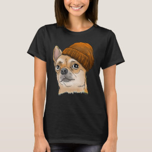 Hipster Chihuahua Chihuahua Wearing a Beanie T Shirt