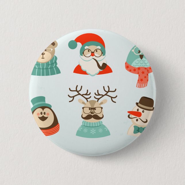 hipster christmas Santa Knapp (Framsida)