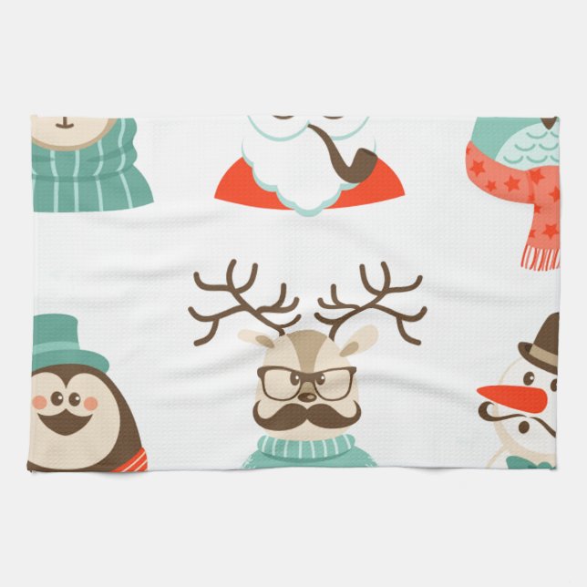 hipster christmas Santa Kökshandduk (Horisontell)