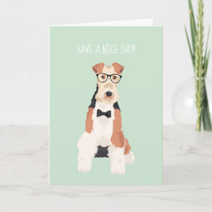 Hipster Coola Fox Terrier Wire Hund för Hundälskar Kort