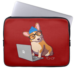 Hipster Corgi 2 (utan text) Laptop Fodral