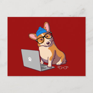 Hipster Corgi 2 Vykort