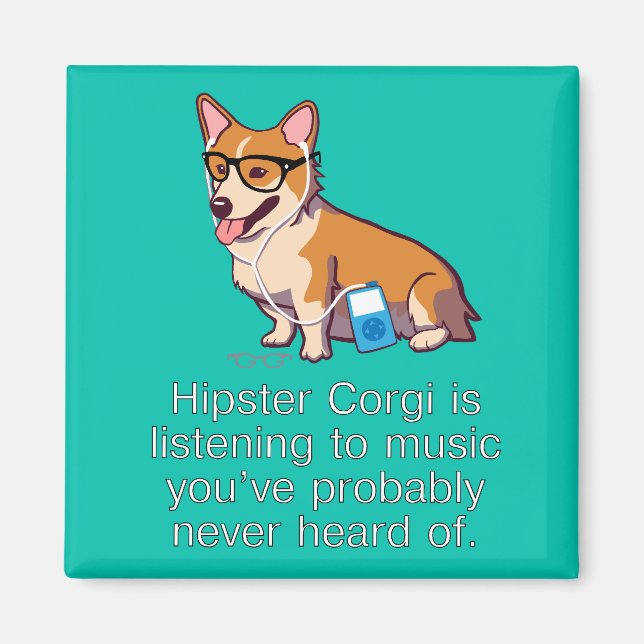 Hipster Corgi Magnet (Framsidan)