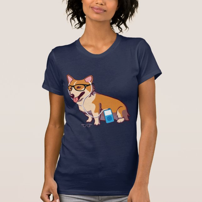 Hipster Corgi T-Shirt (utan text) (Framsida)