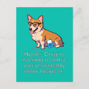 Hipster Corgi Vykort