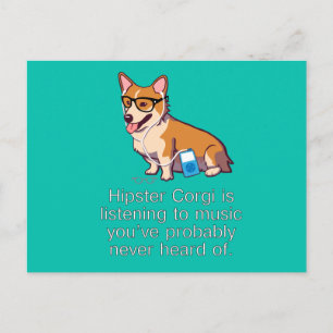 Hipster Corgi-vykort Vykort