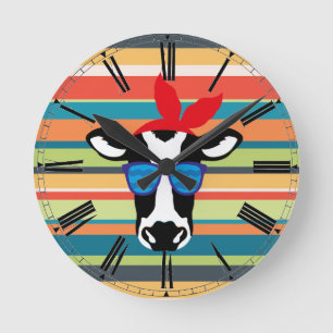 Hipster Cow på Rand Rund Klocka