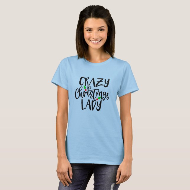 Hipster Crazy jul Dam Funny T-shirt Design (Hel framsida)