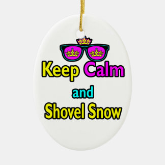 Hipster Crown Solglasögon Keep Calm And Skotta Snö Julgransprydnad Keramik