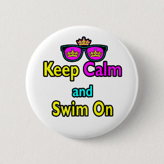 Hipster Crown Solglasögon Keep Calm And Swim On Knapp