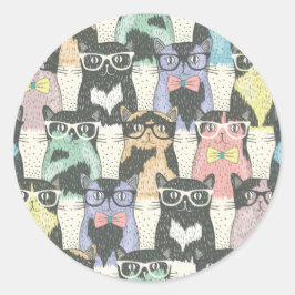 Hipster Cute Mönster Runt Klistermärke