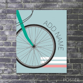 Hipster-cykelhjul med anpassat namn 20 x 28 poster