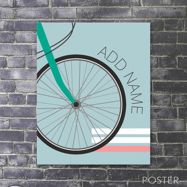 Hipster-cykelhjul med anpassat namn 20 x 28 poster (Sport Jersey Poster)