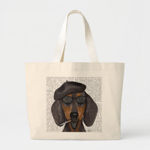 Hipster Dachshund Black och Tan Jumbo Tygkasse