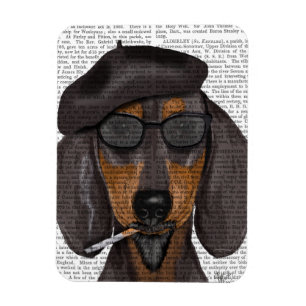 Hipster Dachshund Black och Tan Magnet