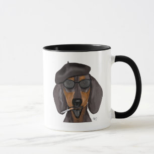 Hipster Dachshund Black och Tan Mugg