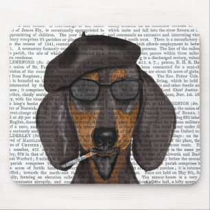 Hipster Dachshund Black och Tan Musmatta