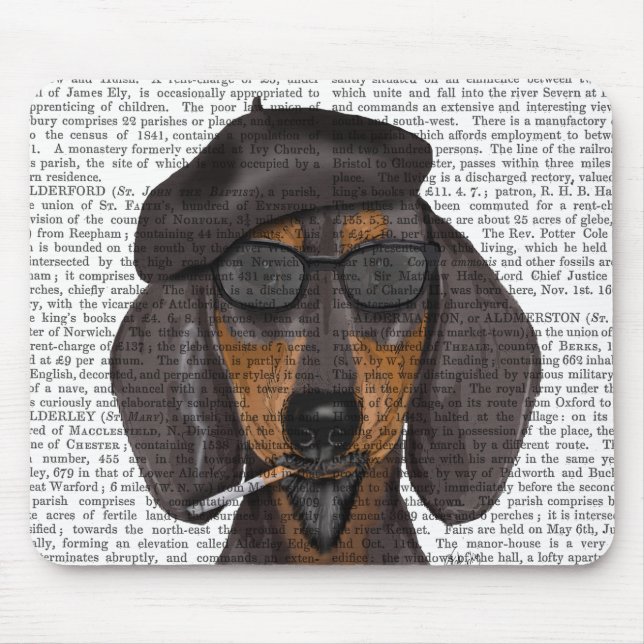 Hipster Dachshund Black och Tan Musmatta (Framsidan)