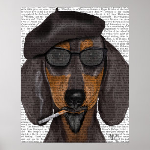 Hipster Dachshund Black och Tan Poster