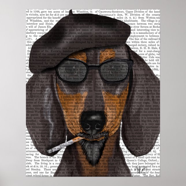 Hipster Dachshund Black och Tan Poster (Framsidan)