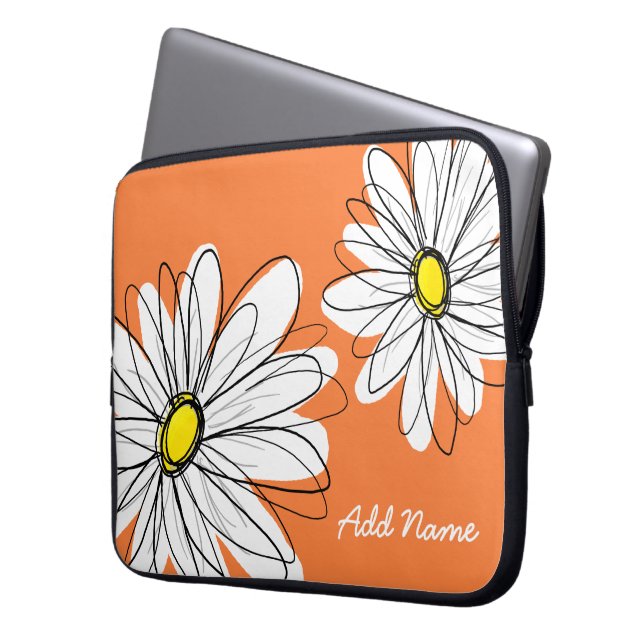 Hipster Daisy Teckning i trendig färg Laptop Sleeve (Framsidan Vänster)