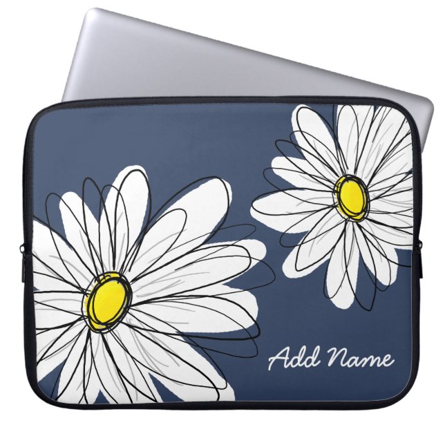 Hipster Daisy Teckning i trendig färg Laptop Sleeve (Framsidan)