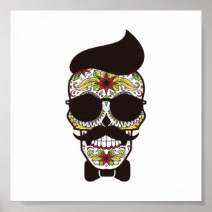 Hipster Day of the dead Skull Poster