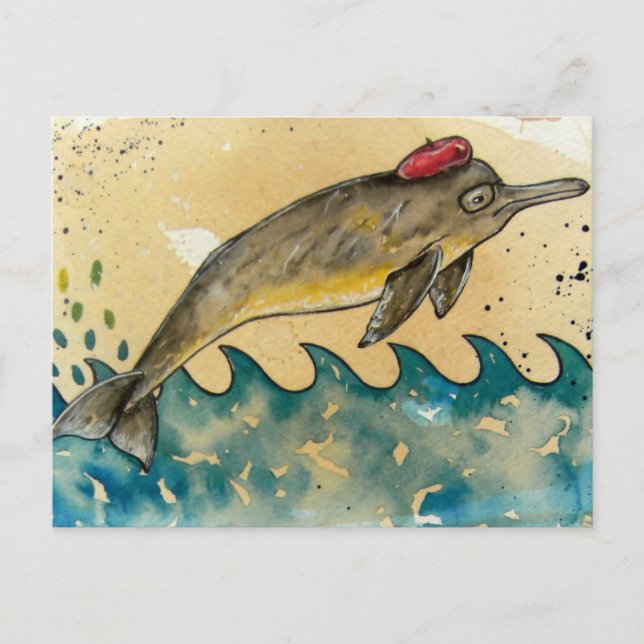 Hipster Dolphin Vykort (Framsida)