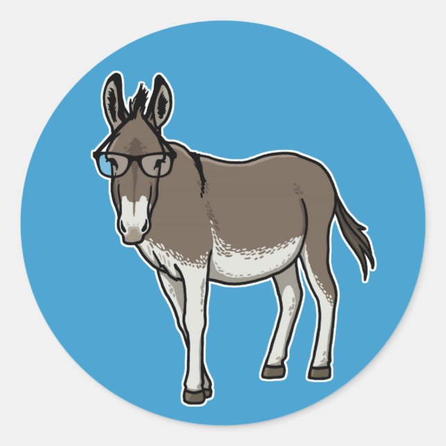 Hipster Donkey Runt Klistermärke (Framsida)