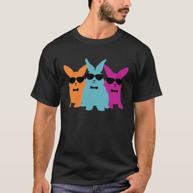 Hipster Easter Bunny Cool Rabbits With Shades Hip  T Shirt (Framsida)