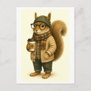 Hipster Ekorre Postkort Vykort