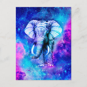 Hipster Elefant Nebula Rymden Vykort