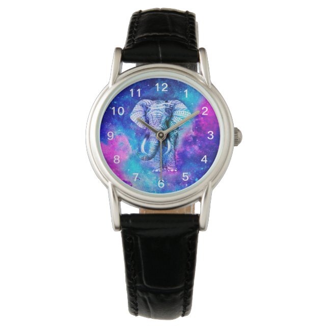 Hipster Elephant Nebula Space Armbandsur (Framsida)