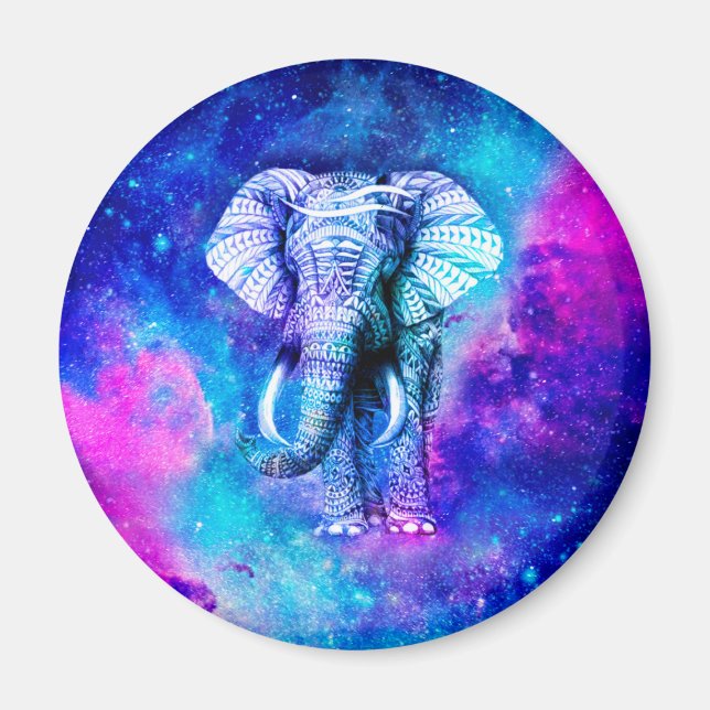 Hipster Elephant Nebula Space Magnet (Framsidan)