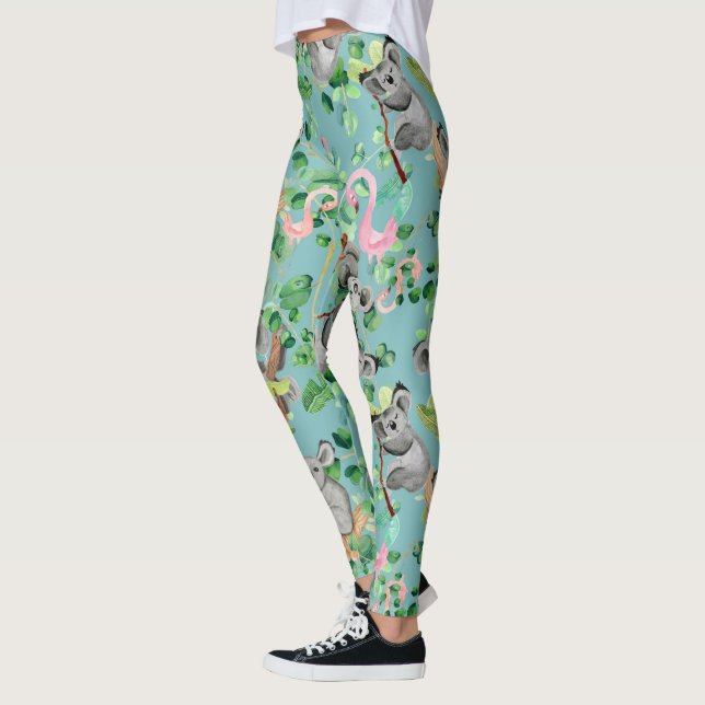 Hipster Exotic Koala Design Cute Girls Womens Leggings (Vänster)