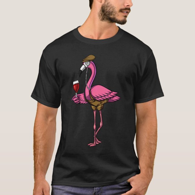 Hipster Flamingo Bird Vin Drinking Party Kvinnor M T Shirt (Framsida)