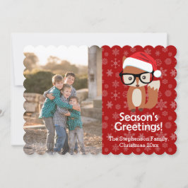 Hipster Fox Glass Cute Animal, julfoto Julkort