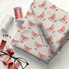 Hipster Fox, Glass och Mustache ID1073 Tyg