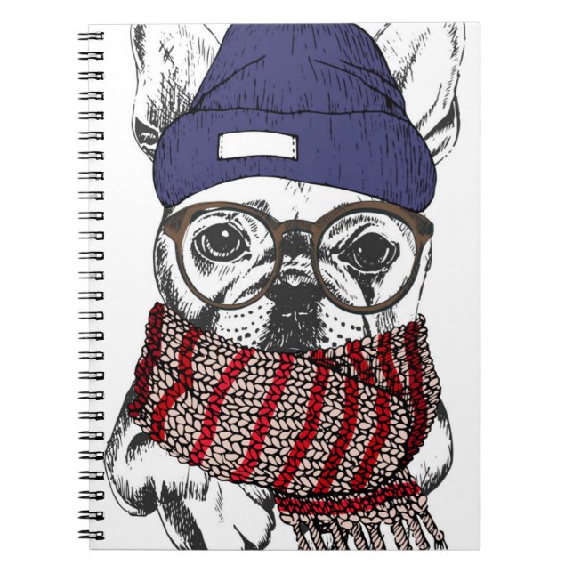 Hipster French Bull Dog Anteckningsbok (Framsidan)